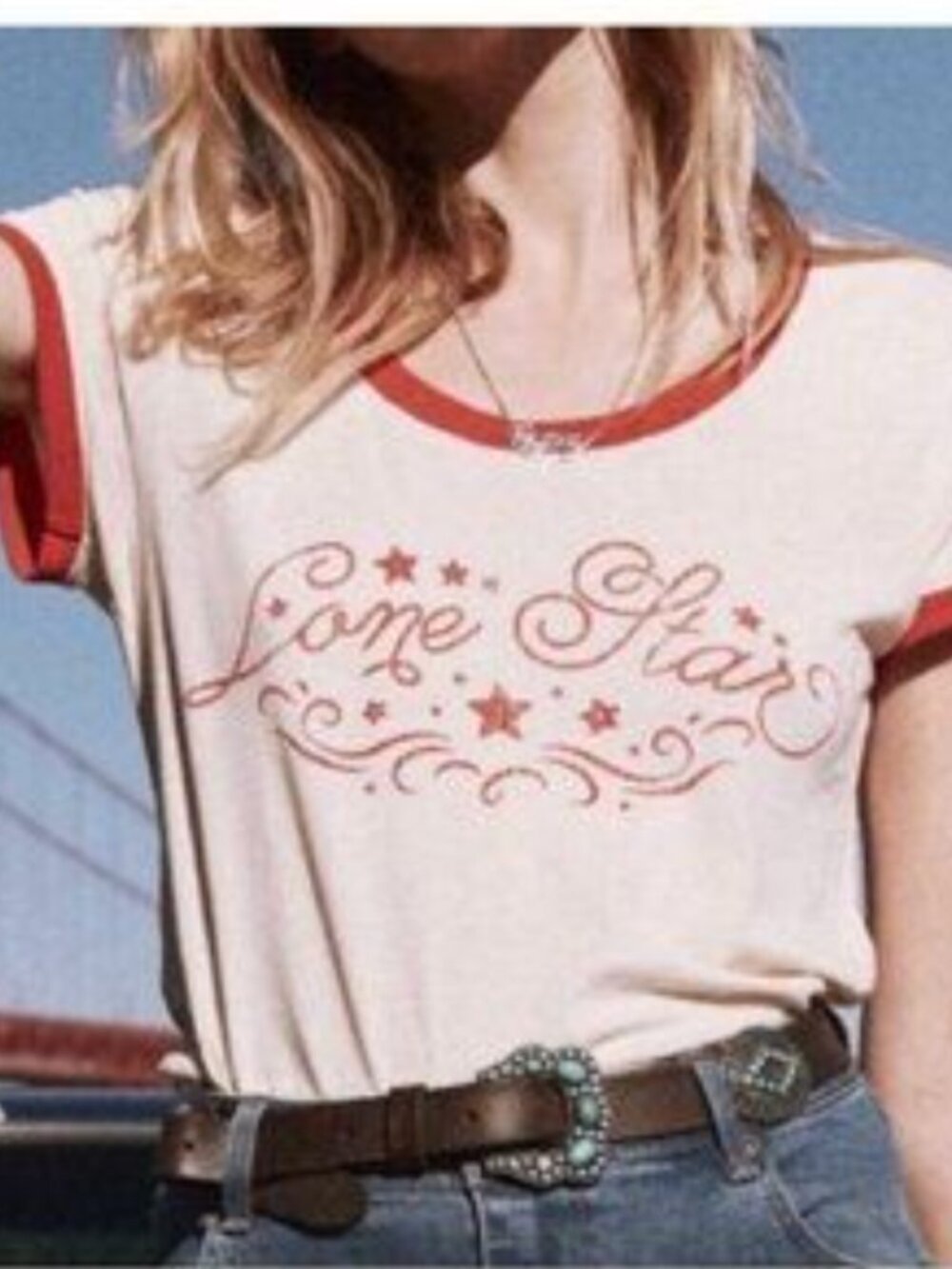 Spell & The Gypsy Lone Star Tee Cream Graphic Tee Medium NWOT Rare